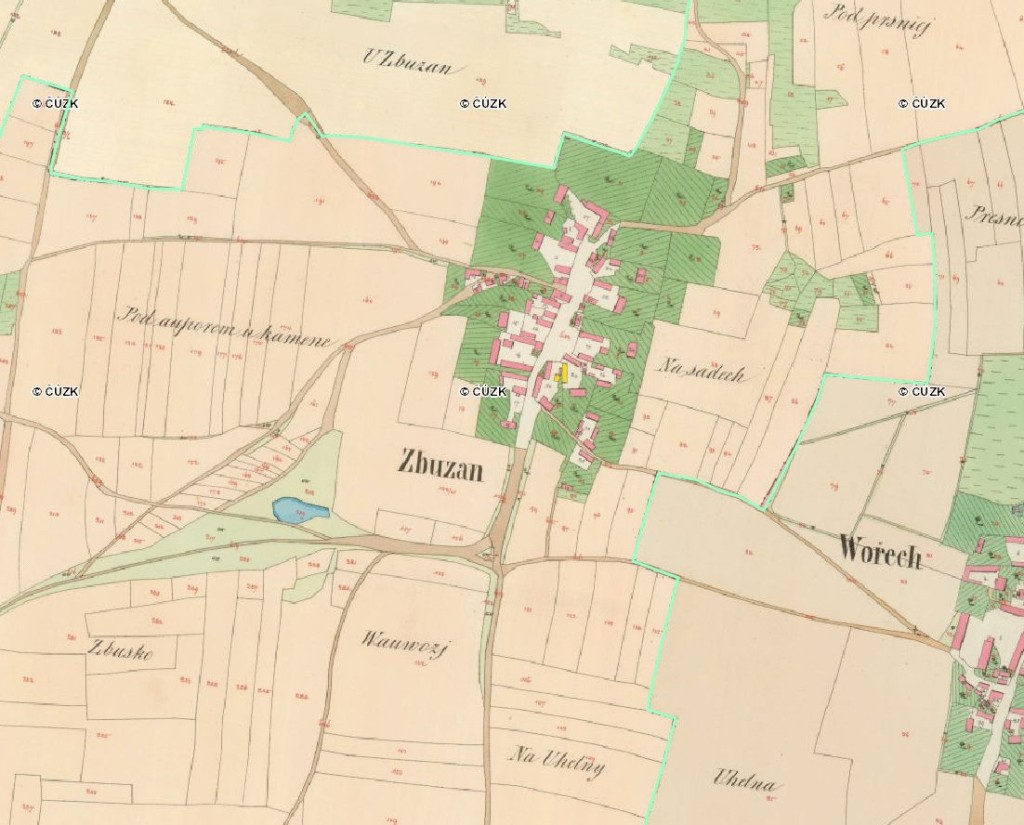 Historická mapa Zbuzan