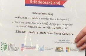Peníze budou využity pro další vzdělávání dětí a jejich bezpečí