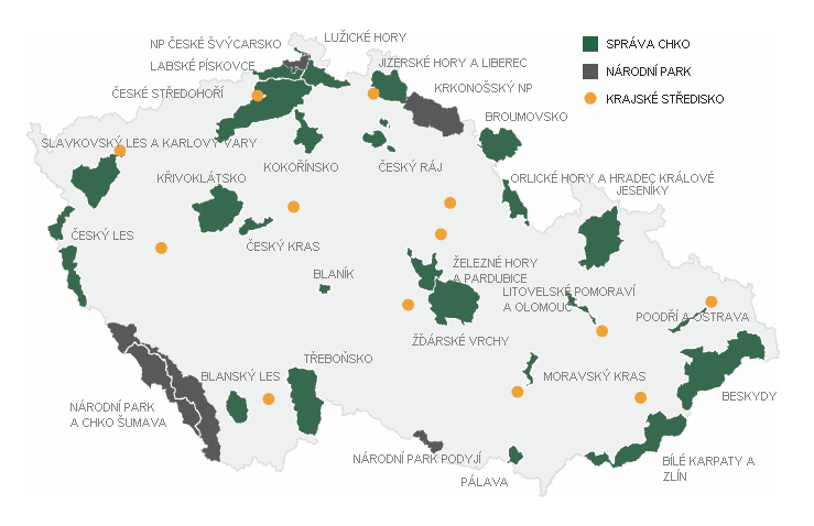 Mapa CHKO ČR