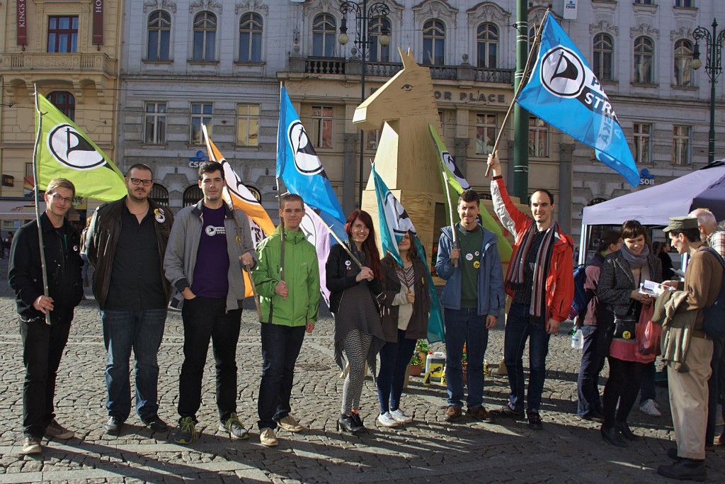 František Kopřiva na demonstraci proti TTIP