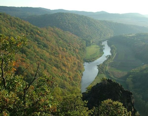 Kaňon řeky Berounky, skály a suťoviska, stepi i lesy.