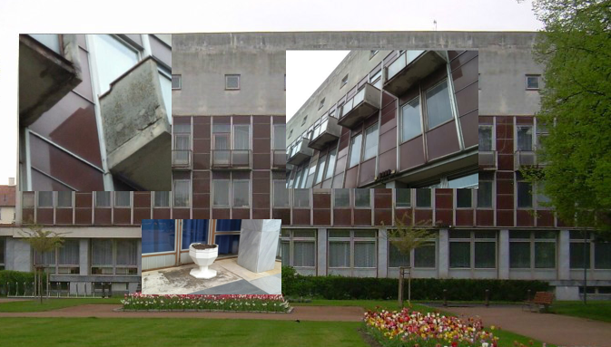 Smutný pohled na lázeňskou budovu