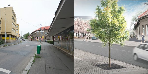 Současný vzhled a následně budoucí vzhled Pražské ulice