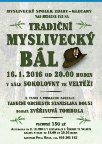 Zdiby zvou na myslivecký ples