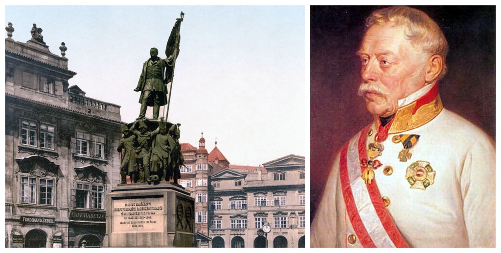 Pomník polního maršála Radeckého stál na Malostranském náměstí