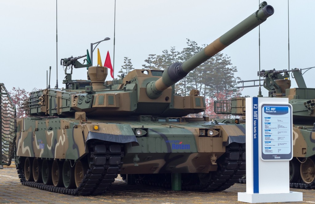 Jihokorejský tank K2 Black Panther, který je považován z jeden z nejlepších současných tanků