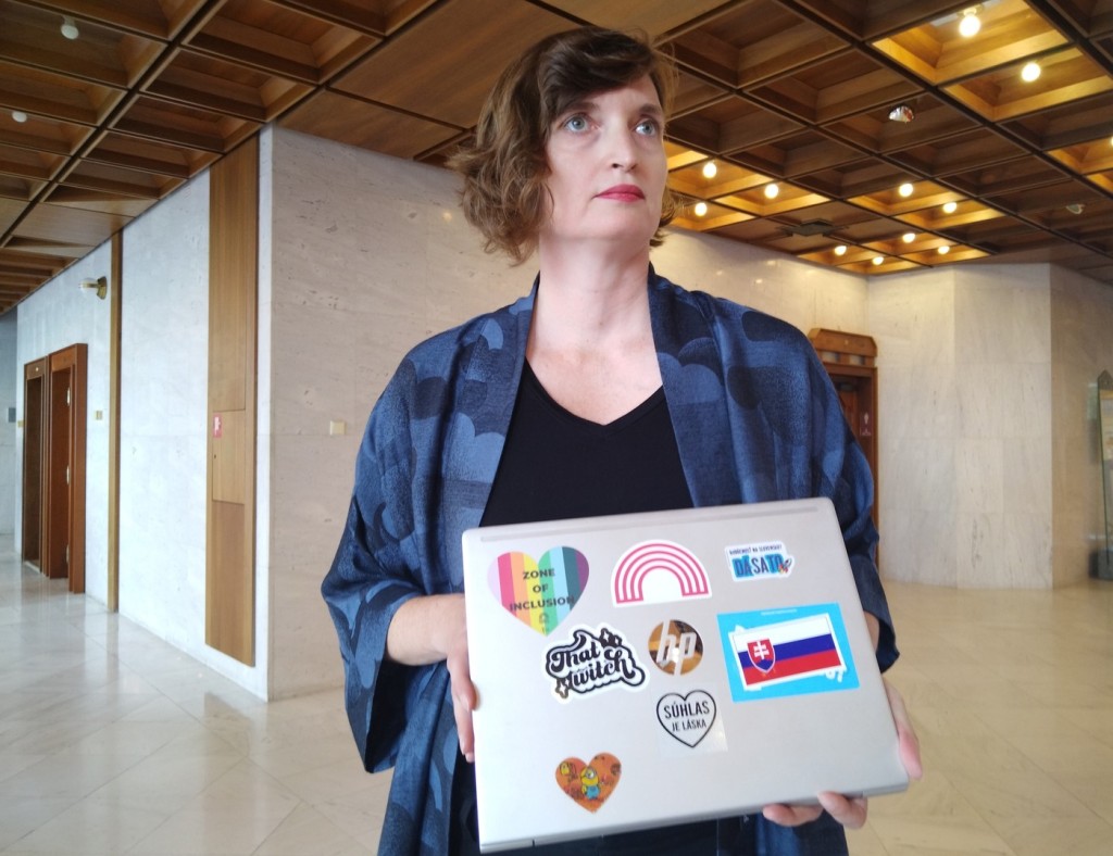 Problémem byla duhová samolepka, kterou má poslankyně na svém notebooku