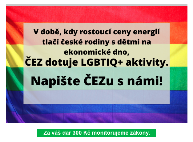 Tělo mailu zdobí i tradiční duhová vlajka LGBT+, doplněná úderným heslem