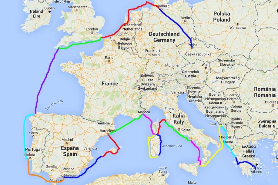 Plán plavby Torpeda kolem Evropy