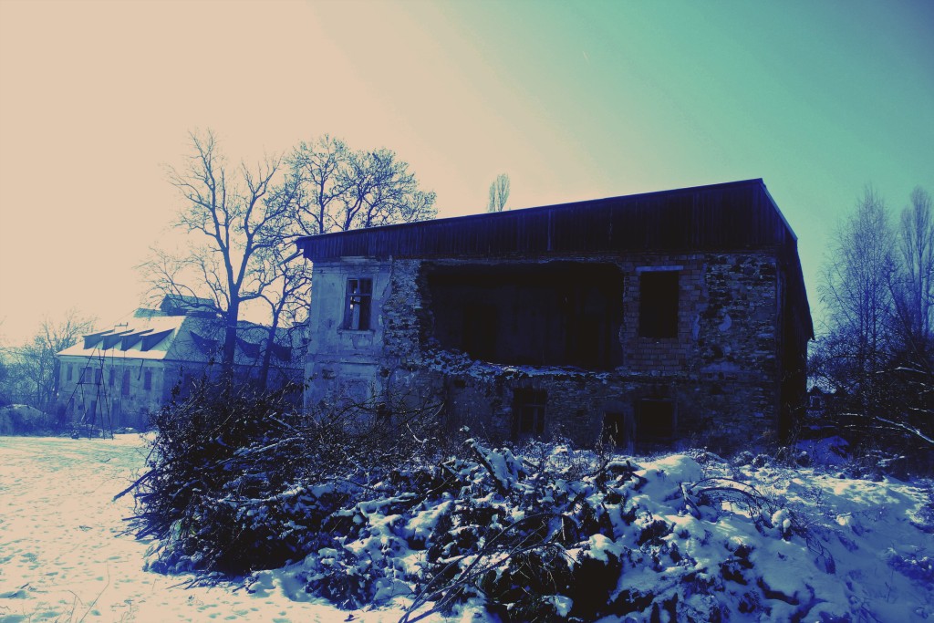 Zakonzervovaná stavba zámku, bohužel se rozsypala zeď